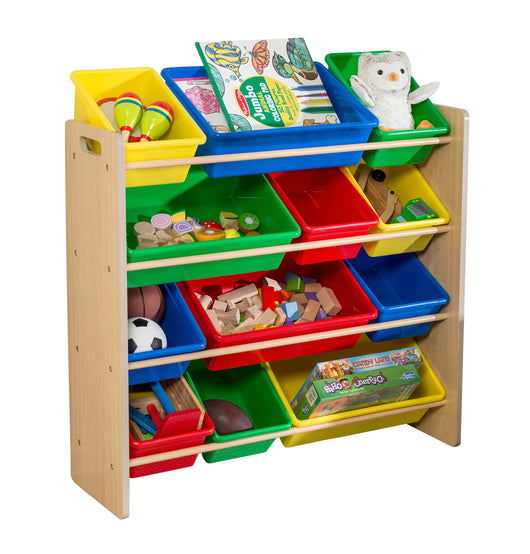 Kids Toy Storage Organizer with Plastic Bins, Natural