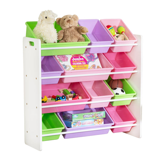 Kids Toy Storage Organizer with Plastic Bins, White