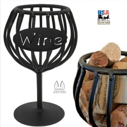 WINE CORK HOLDER - Wrought Iron Glass Storage Rack USA