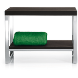 DWBA Backless Vanity Wood Bench, With Chrome Metal Legs and Storage Rack Shelf