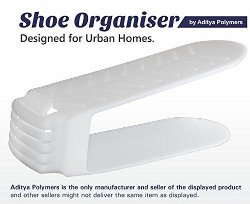 Aditya Polymers 8 Piece Plastic Shoe Organizer, White