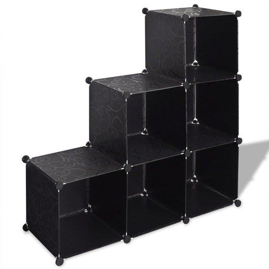 Black Storage Cube Organiser with 6 Compartments 110 x 37 x 110 cm