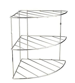 Pro Chef Kitchen Tools Stainless Steel Corner Shelf Organizer - Metal 3 Tier Pan Lid Storage Rack