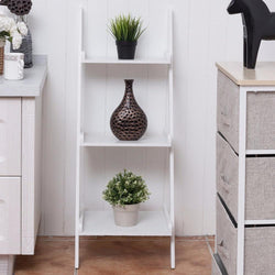 3 Tier Leaning Wall Ladder Book Shelf Bookcase Storage Rack Display Furniture Home Furniture