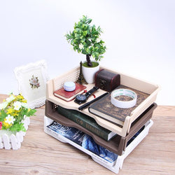 1 Pc Paper Superimposed Desktop Files Storage Rack Box Plastic Letter Tray Office