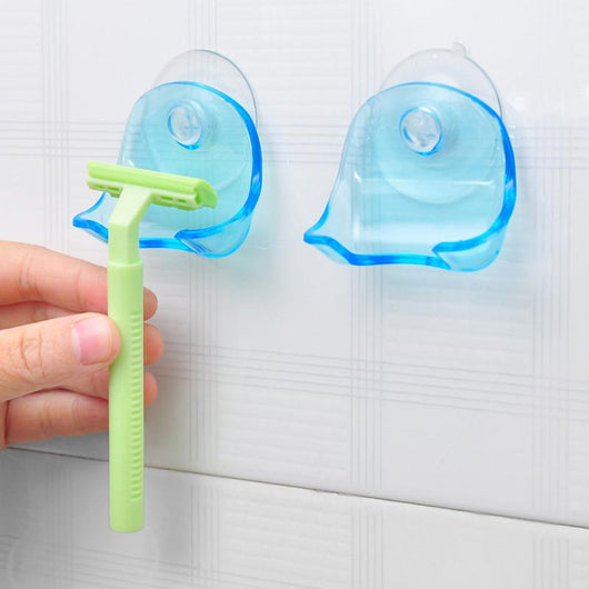 1PCS Clear Blue Plastic Super Suction Cup Rack Bathroom Sucker Holder Suction Cup Shaver Storage Rack Set Bathroom Accessories