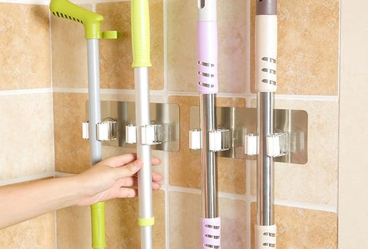 Wall Mounted Mop Holder Brush Broom Hanger Storage Rack Kitchen Organizer Mounted Accessory Hanging Cleaning Tools
