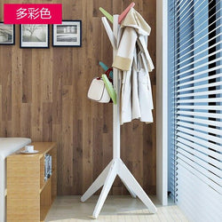 LK592 Solid Wood Hats Coat Rack Modern 8 Hooks Space-saving Clothes Shelf Multifunction Portable  Floor Tree Stand Storage Rack