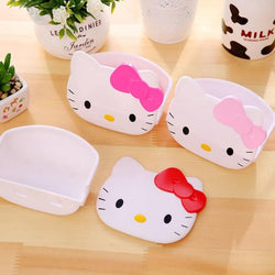 1 Pcs Creative Cartoon Hello Kitty Desktop Stationery Soap Storage Box Cute Cat Multi-functional Small Glasses Storage Rack