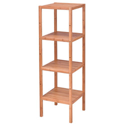 4 Tiers Multifunction Bamboo Storage Shelving Towel Rack