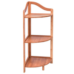 3 Tiers Free Standing Bamboo Corner Shelving Rack