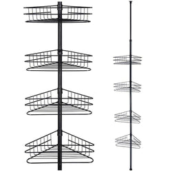 4 Layers Metal Shower Corner Pole Caddy Shelf Bathroom Wall Storage Rack Holder