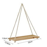 1 Pc Hanging Wooden Plant Shelf Small Household Parts Storage Rack Wall Rope Hanging Home Garden Decor