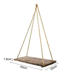 1 Pc Hanging Wooden Plant Shelf Small Household Parts Storage Rack Wall Rope Hanging Home Garden Decor