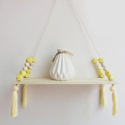 1 Pc Home Nordic Style Storage Rack INS Shelves Wall Decor Wooden Beads Tassel Storage Swing Shelf Kid's Room Organizer Toys