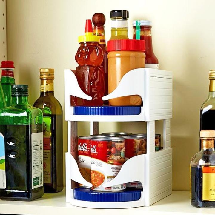 Smart Rotating Rack New Double Roller Rotating Storage Box Organizer ...