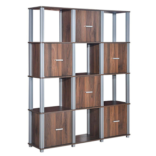 4-Tier Storage Shelf 1 Display Bookcase with 6 Doors-Warm White