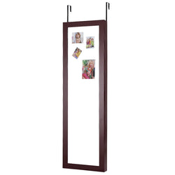 Wall Door Mounted Magnetic Mirrored Jewelry Cabinet-Coffee