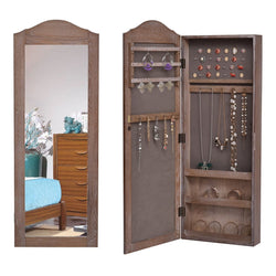 Wall Hang Mounted Mirrored Armoire Jewelry Cabinet