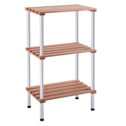 3-Tier Wood Slat Storage Rack Display Shelving
