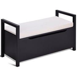 Shoe Bench Hallway Entryway Storage Rack w/ Cushion Seat-Black