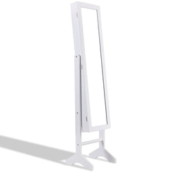 Freestanding Mirrored Jewelry Armoire Storage Cabinet with Lights