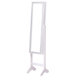 Attractive Rectangle Mirrored Jewelry Cabinet-White