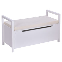 Shoe Bench Hallway Entryway Storage Rack w/ Cushion Seat-White
