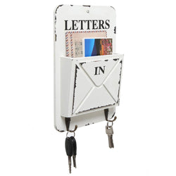 Farmhouse Style White Wood Wall Mounted Mail Sorter